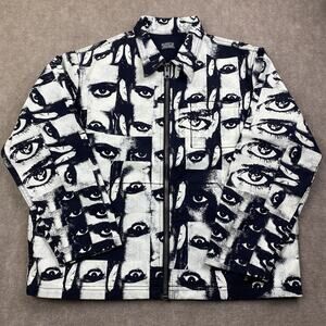 Levi's Skateboarding Garage Jacket X Roemello Ugale Eye Print L Black White NWT